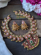 Precious Jadau Kundan Maanga Neckpiece ANTIQUE FINISH – Red-Green -J042